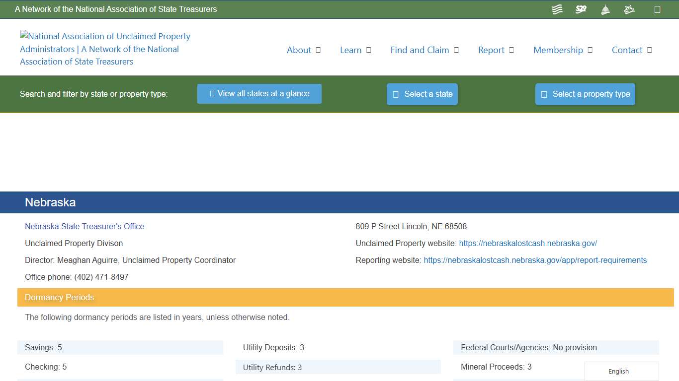 Nebraska – National Association of Unclaimed Property Administrators (NAUPA)