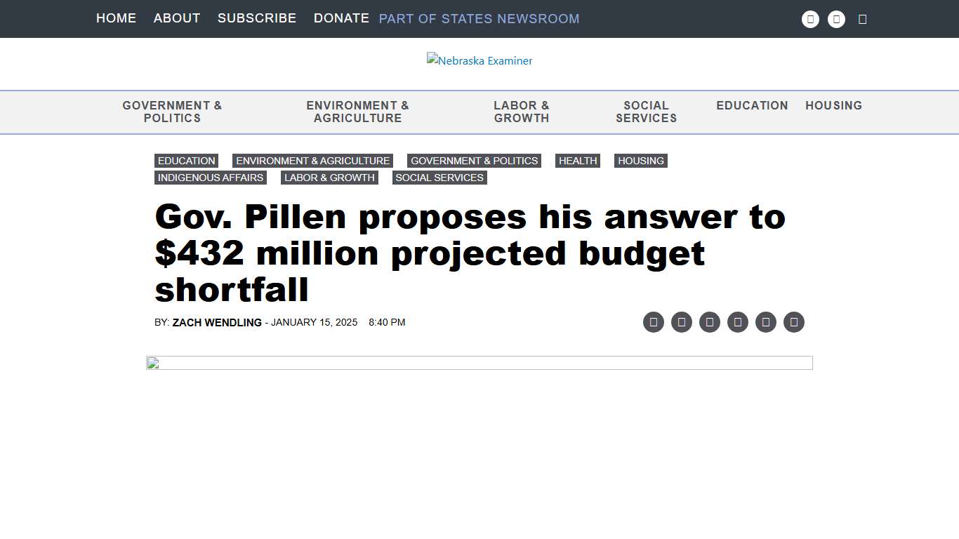 Gov. Pillen proposes his answer to $432 million projected budget shortfall • Nebraska Examiner
