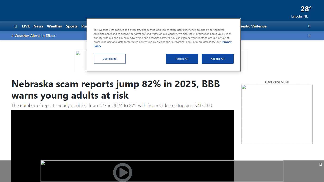 Nebraska scam reports jump 82% in 2025, BBB warns young adults at risk