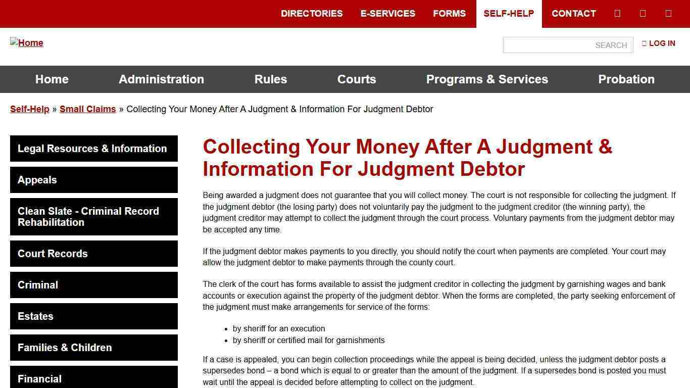 Collecting Your Money After A Judgment & Information For Judgment Debtor | Nebraska Judicial Branch